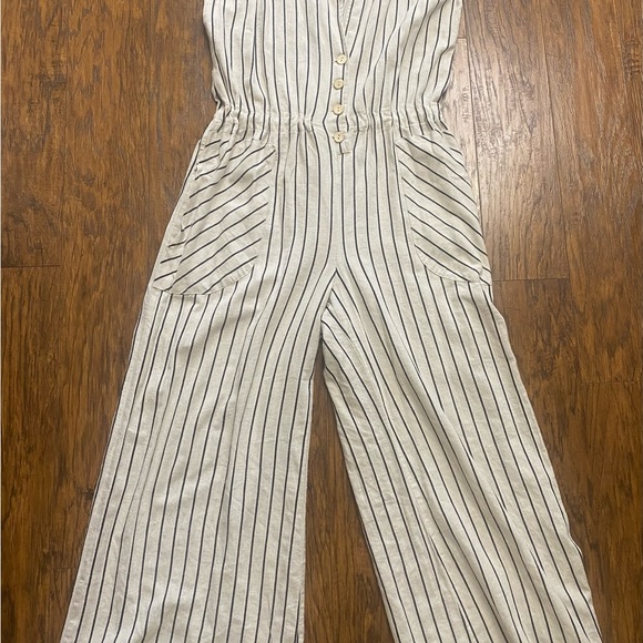 Free People Beach Town Linen Striped One Piece - Picture 2 of 7